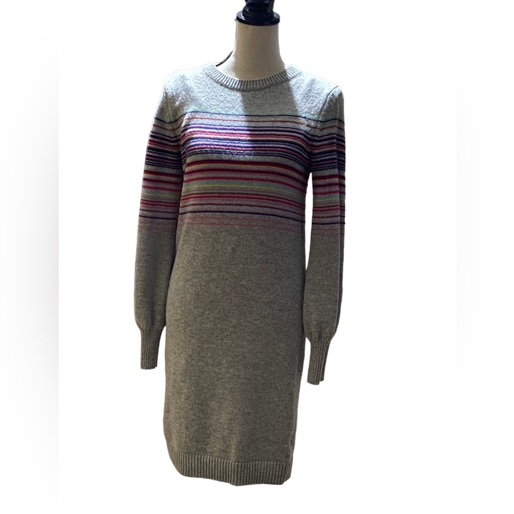 beautiful gray strips on top sweater dress